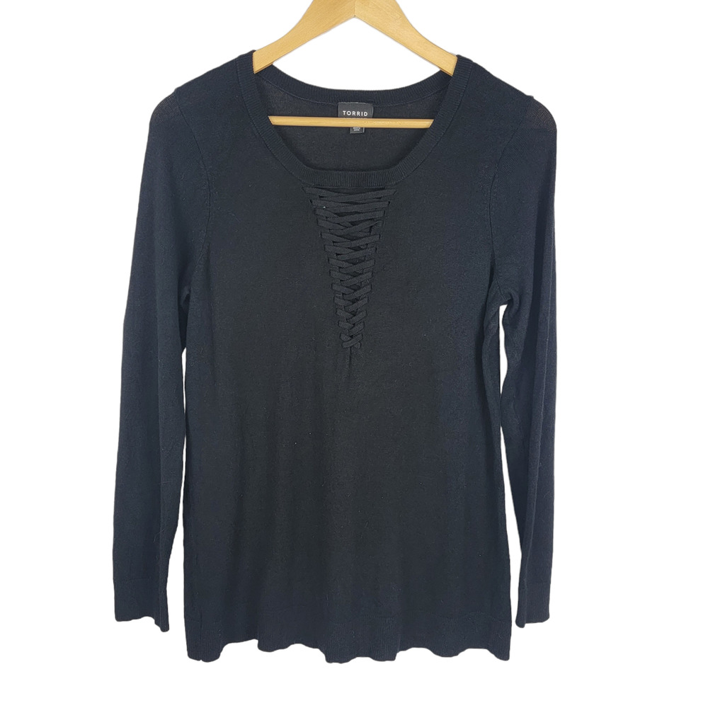 Torrid Black Lace Front Sweater 1